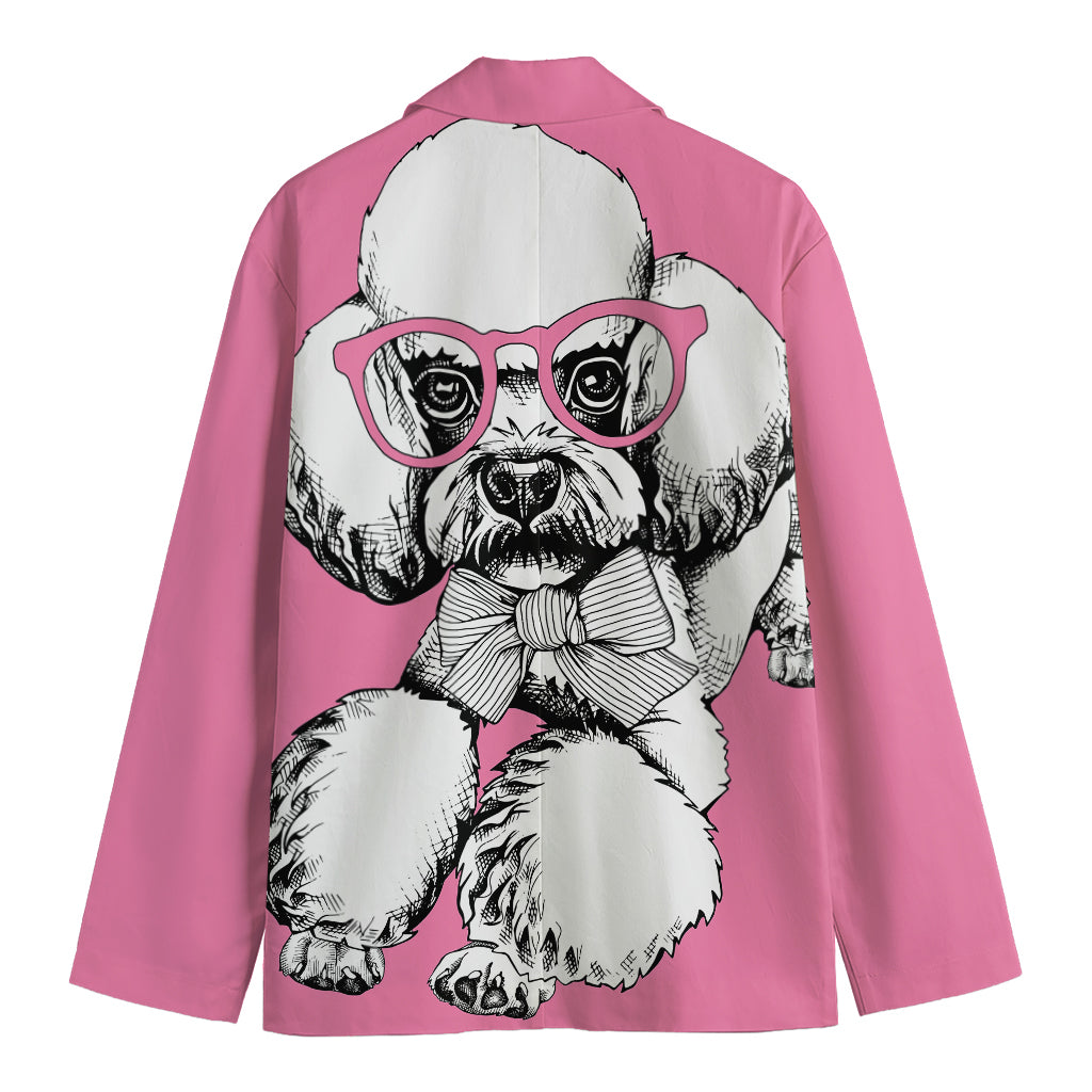 Poodle With Glasses Print Men's Blazer