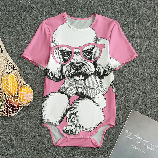 Poodle With Glasses Print Men's Bodysuit