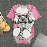 Poodle With Glasses Print Men's Bodysuit