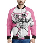 Poodle With Glasses Print Men's Bomber Jacket