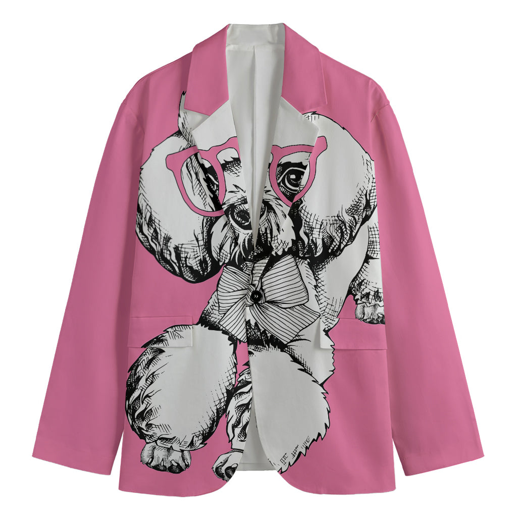 Poodle With Glasses Print Men's Cotton Blazer