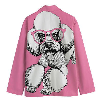 Poodle With Glasses Print Men's Cotton Blazer