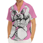 Poodle With Glasses Print Men's Deep V-Neck Shirt
