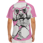 Poodle With Glasses Print Men's Deep V-Neck Shirt