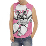 Poodle With Glasses Print Men's Fitness Tank Top