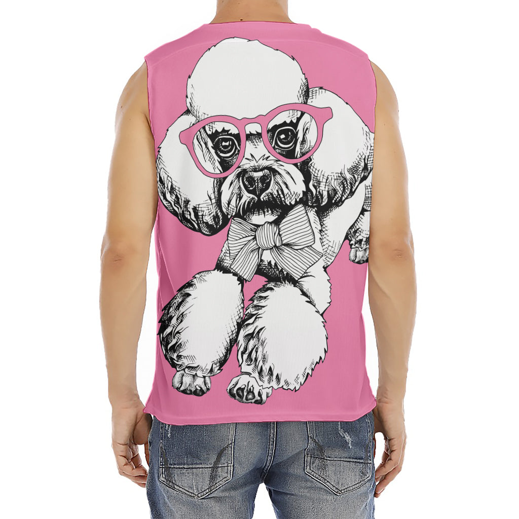 Poodle With Glasses Print Men's Fitness Tank Top