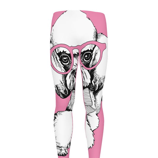 Poodle With Glasses Print Men's leggings