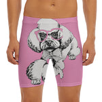 Poodle With Glasses Print Men's Long Boxer Briefs