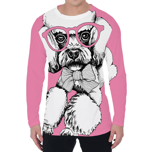 Poodle With Glasses Print Men's Long Sleeve T-Shirt