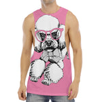 Poodle With Glasses Print Men's Muscle Tank Top