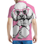 Poodle With Glasses Print Men's Polo Shirt