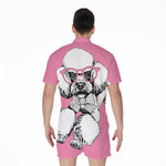 Poodle With Glasses Print Men's Rompers