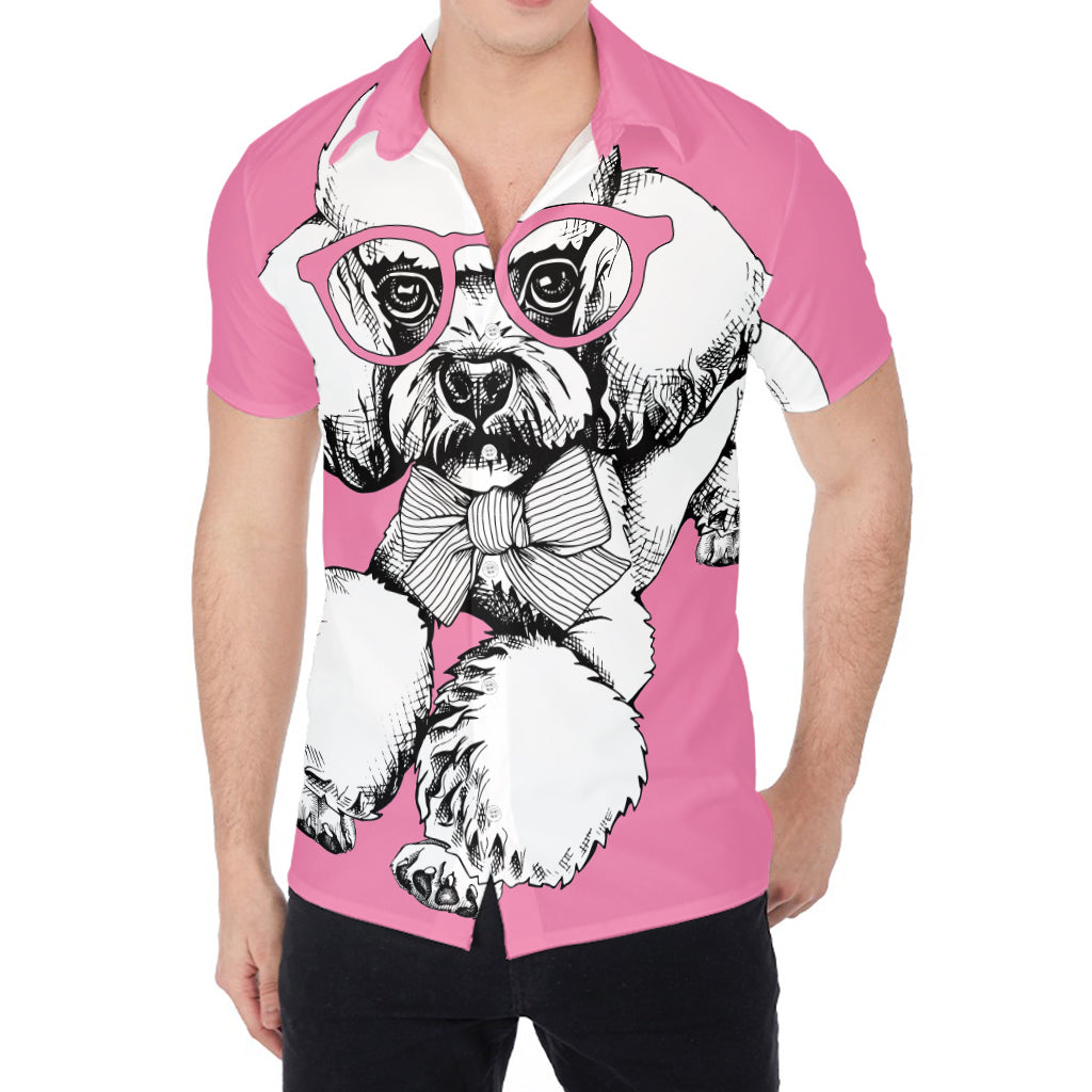 Poodle With Glasses Print Men's Shirt