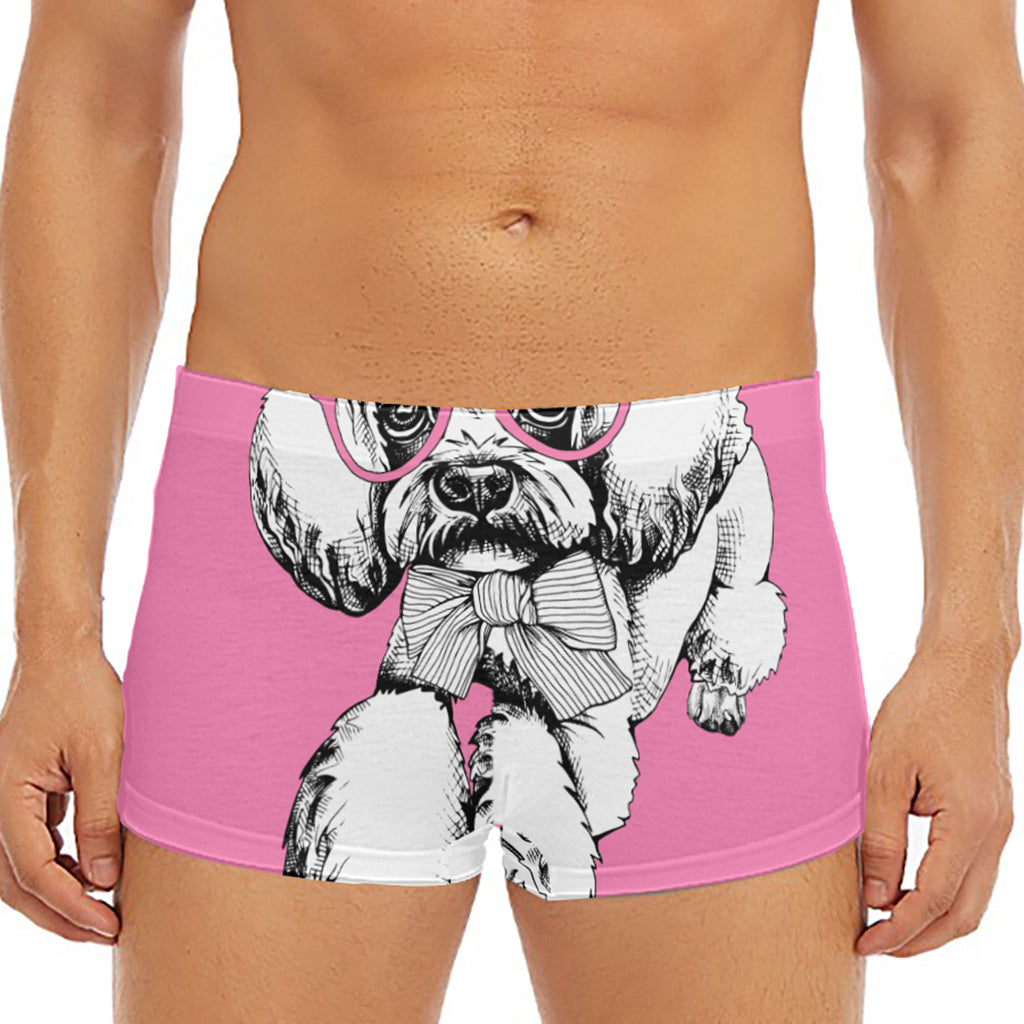 Poodle With Glasses Print Men's Short Boxer Briefs