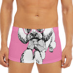 Poodle With Glasses Print Men's Short Boxer Briefs