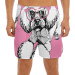 Poodle With Glasses Print Men's Split Running Shorts