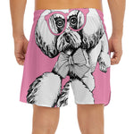 Poodle With Glasses Print Men's Split Running Shorts