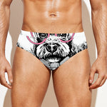 Poodle With Glasses Print Men's Swim Briefs
