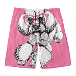 Poodle With Glasses Print Men's Swim Trunks
