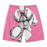 Poodle With Glasses Print Men's Swim Trunks