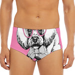 Poodle With Glasses Print Men's Triangle Swim Briefs