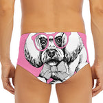 Poodle With Glasses Print Men's Triangle Swim Briefs