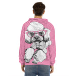 Poodle With Glasses Print Men's Velvet Pullover Hoodie