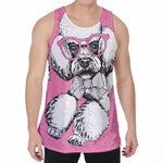 Poodle With Glasses Print Men's Velvet Tank Top