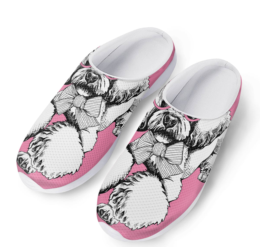 Poodle With Glasses Print Mesh Casual Shoes