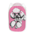 Poodle With Glasses Print Mesh Laundry Hamper