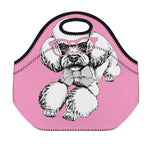 Poodle With Glasses Print Neoprene Lunch Bag