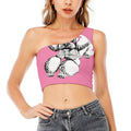 Poodle With Glasses Print One Shoulder Crop Top