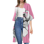 Poodle With Glasses Print Open Front Beach Cover Up