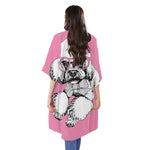 Poodle With Glasses Print Open Front Beach Cover Up