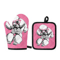 Poodle With Glasses Print Oven Mitt And Pot Holder Set