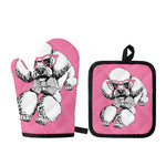 Poodle With Glasses Print Oven Mitt And Pot Holder Set