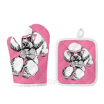Poodle With Glasses Print Oven Mitt And Pot Holder Set