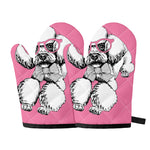 Poodle With Glasses Print Oven Mitts