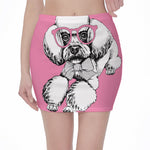 Poodle With Glasses Print Pencil Mini Skirt