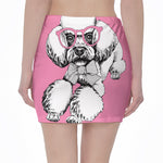 Poodle With Glasses Print Pencil Mini Skirt