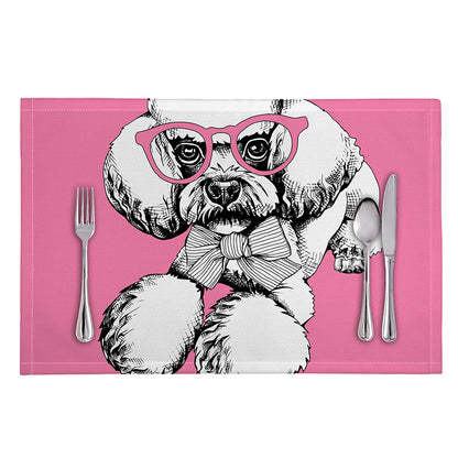 Poodle With Glasses Print Placemat