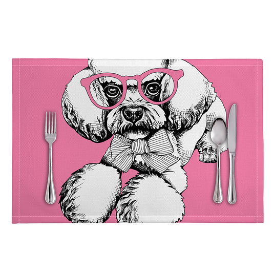 Poodle With Glasses Print Placemat