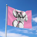 Poodle With Glasses Print Polyester Flag