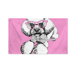 Poodle With Glasses Print Polyester Flag