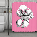 Poodle With Glasses Print Polyester Shower Curtain