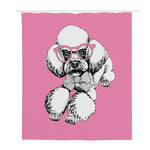 Poodle With Glasses Print Polyester Shower Curtain