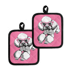 Poodle With Glasses Print Pot Holders