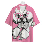 Poodle With Glasses Print Rayon Hawaiian Shirt