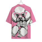 Poodle With Glasses Print Rayon Hawaiian Shirt