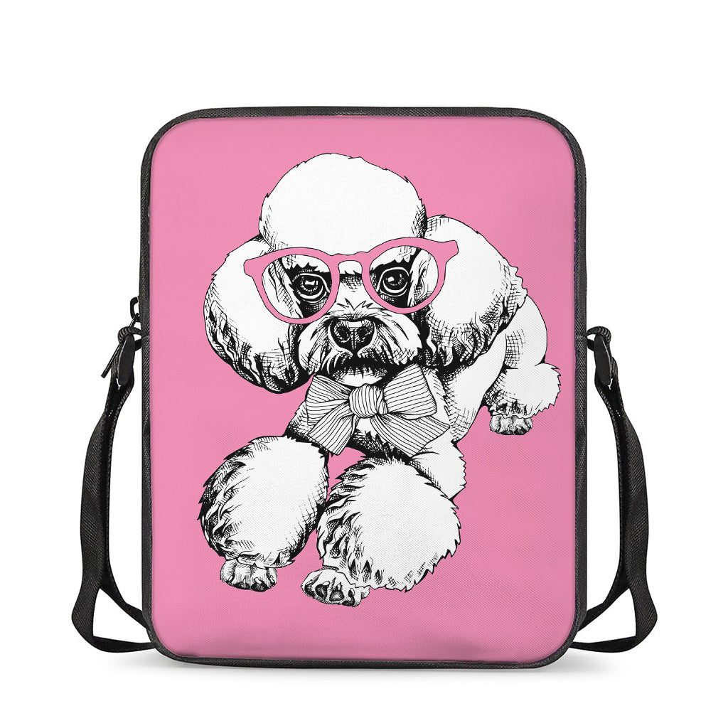 Poodle With Glasses Print Rectangular Crossbody Bag